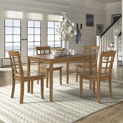 Wilmington II 48-Inch Rectangular Oak Finish 5-Piece Dining Set by iNSPIRE Q Classic