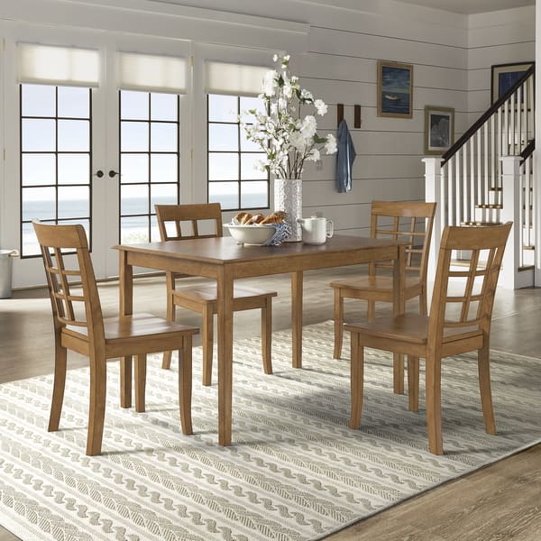 slide 2 of 15, Wilmington II 48-Inch Rectangular Oak Finish 5-Piece Dining Set by iNSPIRE Q Classic