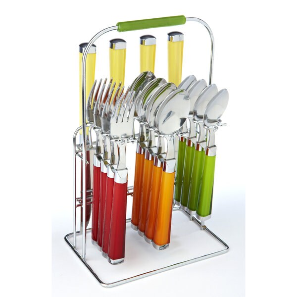 Fiesta Temptation Multicolor 16-Piece Flatware Set with Rack