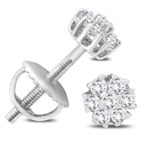 1/4 Carat TW Diamond Cluster Earrings in 10K White Gold