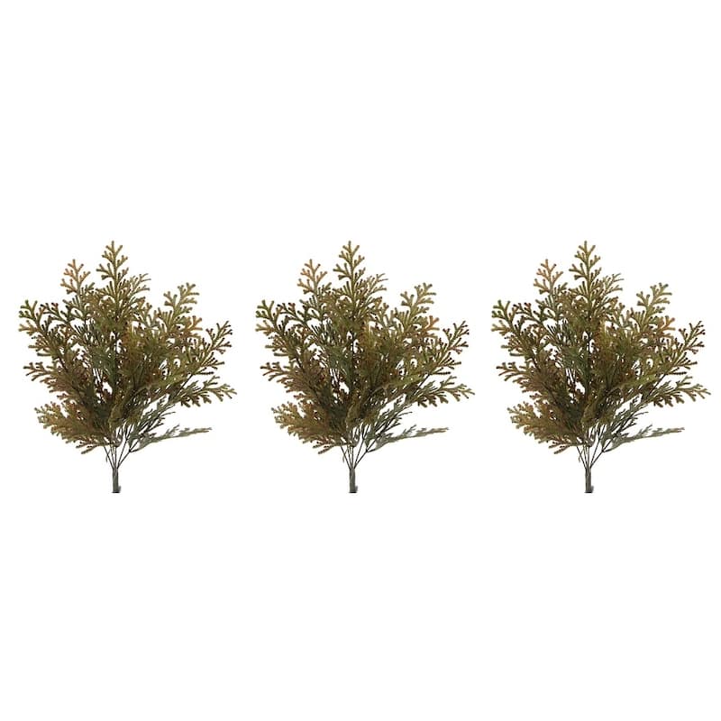 20"H Faux Fern Bush Fall Autumn Decoration - Green/brown