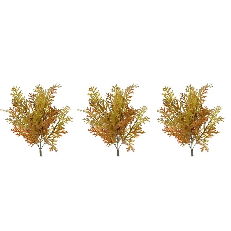 20"H Faux Fern Bush Fall Autumn Decoration - Gold/Rust
