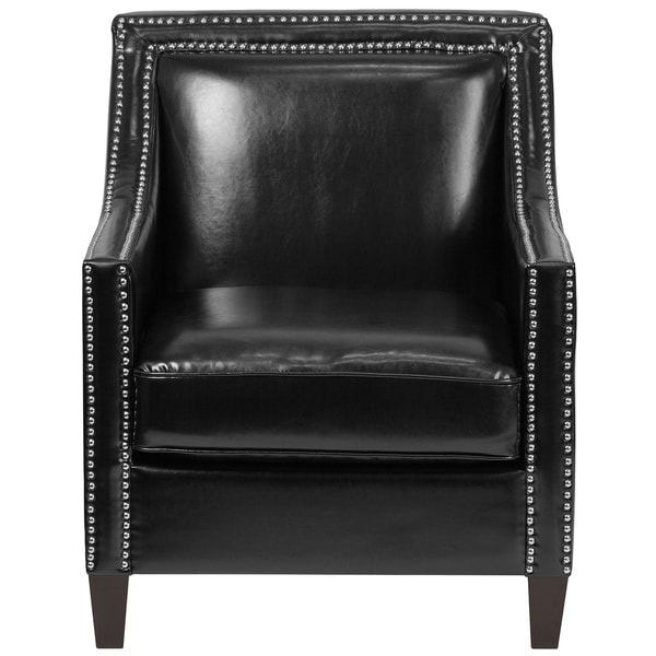 black leather chairs with nailhead trim