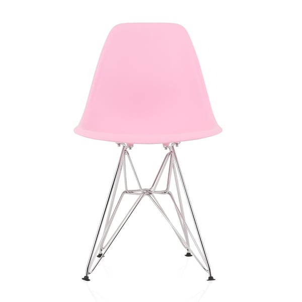 CozyBlock Pink Molded Plastic Dining Side Chair with Steel Wire Eiffel Legs. Opens flyout.