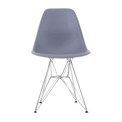 CozyBlock Dark Gray Molded Plastic Dining Side Chair with Steel Wire Eiffel Legs
