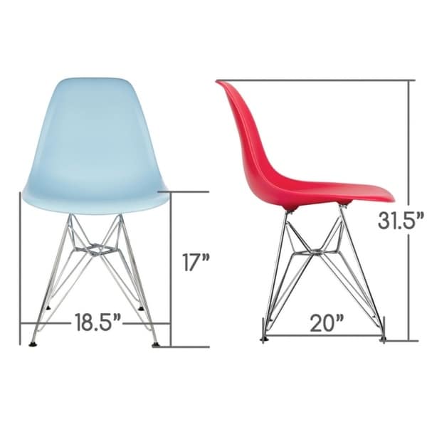 CozyBlock Green Molded Plastic Dining Side Chair with Steel Wire Eiffel Legs