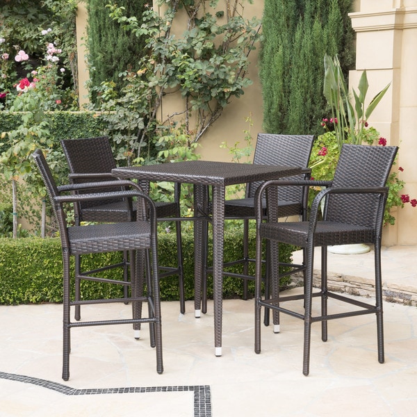 5 piece outdoor wicker bar set