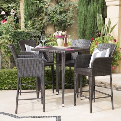 Landis Outdoor 5-piece Wicker 32-inch Square Bar Set by Christopher Knight Home