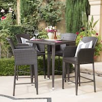 Landis Outdoor 5-piece Wicker 32-inch Square Bar Set by Christopher Knight Home