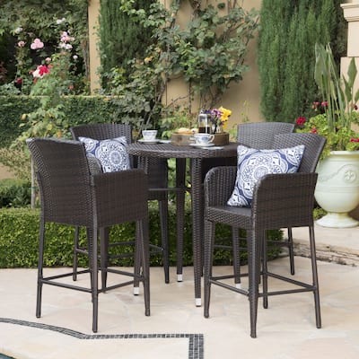 Callum Outdoor 5-piece Wicker 32-inch Round Bar Set by Christopher Knight Home