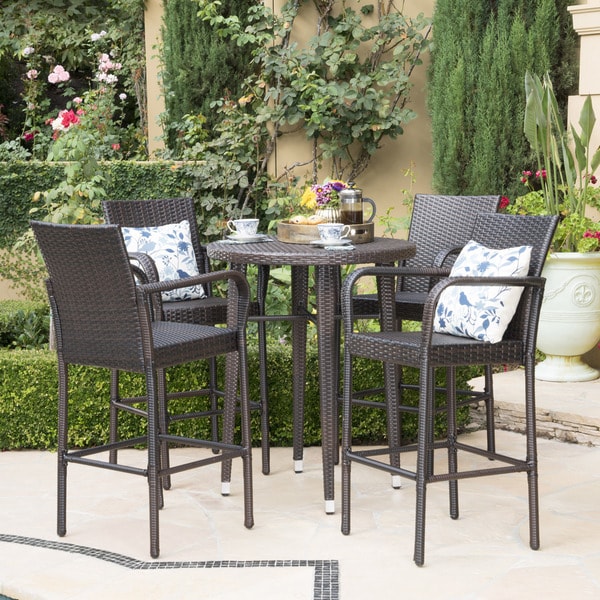 Patina Outdoor 5-piece Wicker 32-inch Round Bar Set by Christopher Knight Home