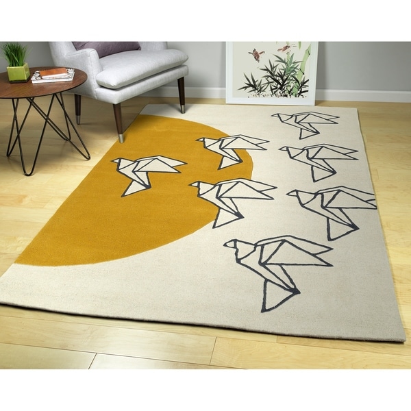 Hand-Tufted Zen Ivory Wool Rug - 5' x 7'6"