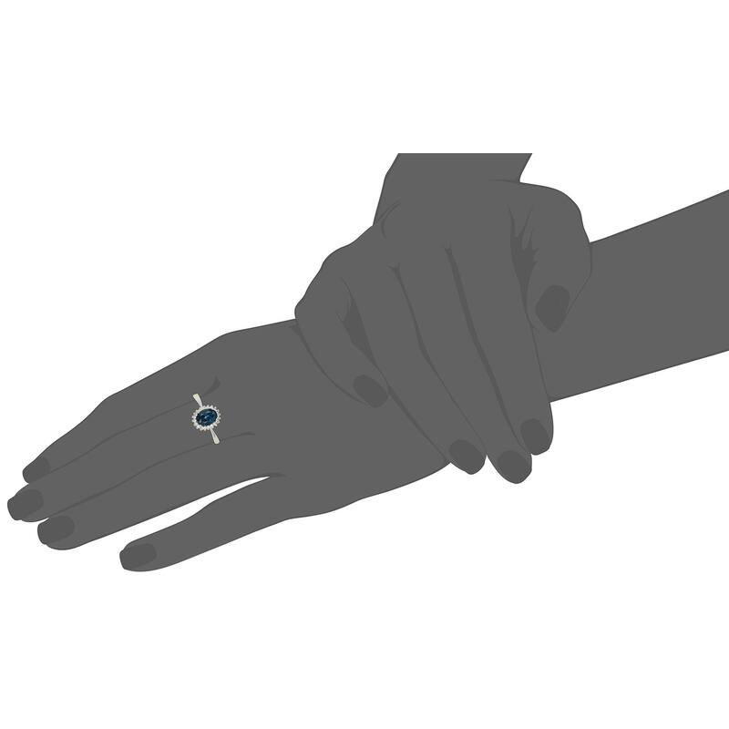 Sterling Silver London Blue Topaz, Created White Sapphire Ring, SZ 7