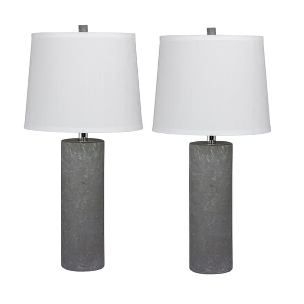 slide 2 of 2, Fangio Lighting's 6228-2PK Pair Of 26 in. Contemporary Column Ceramic Table Lamps in a Gray Finish