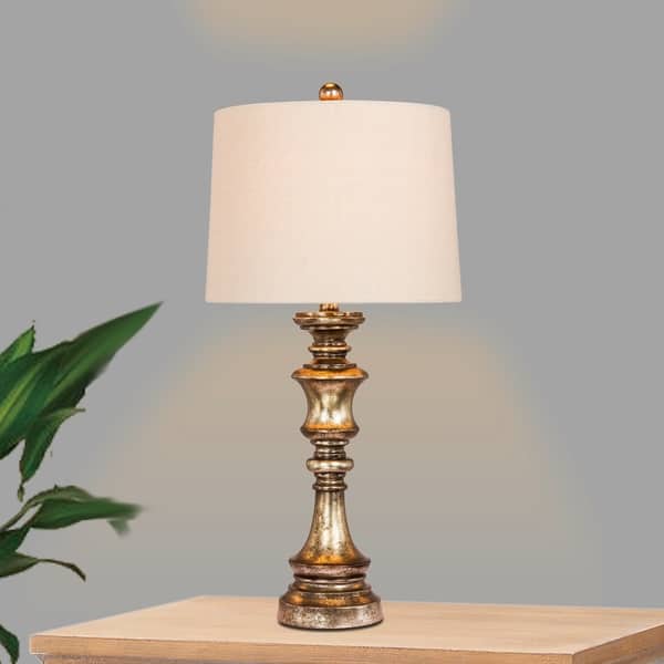 Fangio Lighting S 6236gb 2pk Pair Of 27 75 In Candlestick Resin Table Lamps In A Gold Leaf With Brown Wash Finish Overstock 18055018
