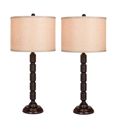 Fangio Lighting's 1562ORB-2PK Pair Of 30.5 in. Industrial, Ribbed Metal Table Lamp in a Oil Rubbed Bronze Finish