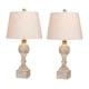 preview thumbnail 1 of 0, Fangio Lighting's 6239CAW-2PK Pair Of 26.5 in. Distressed, Sculpted Column Resin Table Lamps in a Cottage Antique White Finish