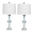 Fangio Lighting's 6238CABL-2PK Pair of 26.5 in. Sculpted Candlestick Resin Table Lamps in a Cottage Antique Blue Finish