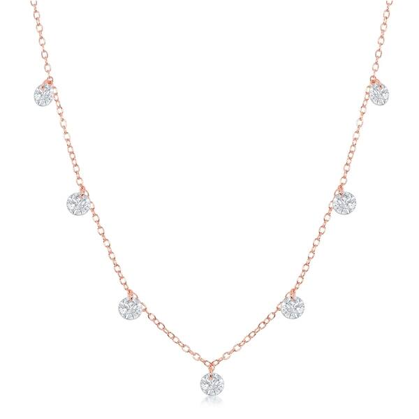 La Preciosa Sterling Silver Or Rose Gold Dainty Dangling Cubic Zirconia 16 2 Necklace Overstock 18056576