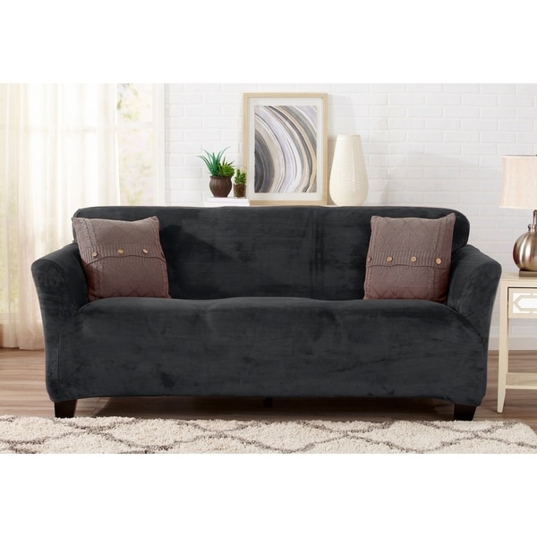 Great Bay Home Velvet Plush Form Fit Sofa Slipcover