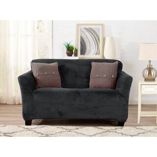 T Cushion Loveseat Covers Slipcovers Online At Great Bay Home Velvet Plush Form Fit Loveseat Slipcover