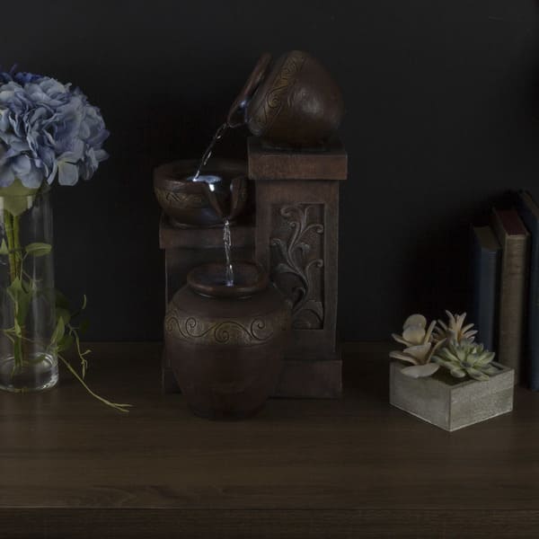 Shop Tabletop Water Fountain With Rustic Jugs And Led Lights