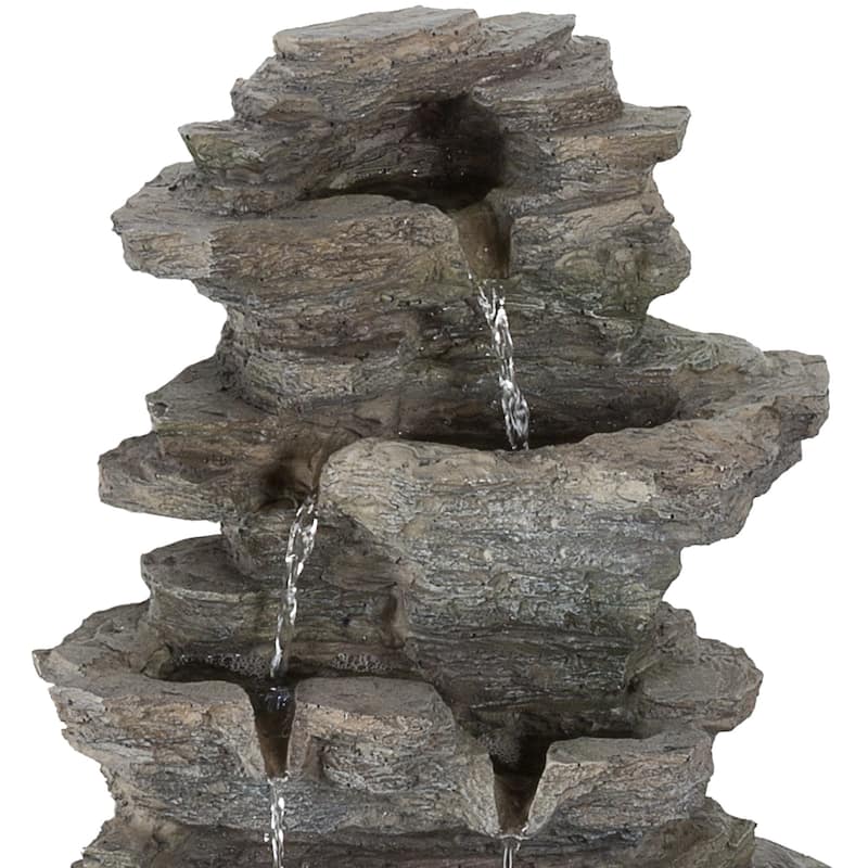 Cascading Rock Waterfall LED Light Table Fountain By Pure Garden