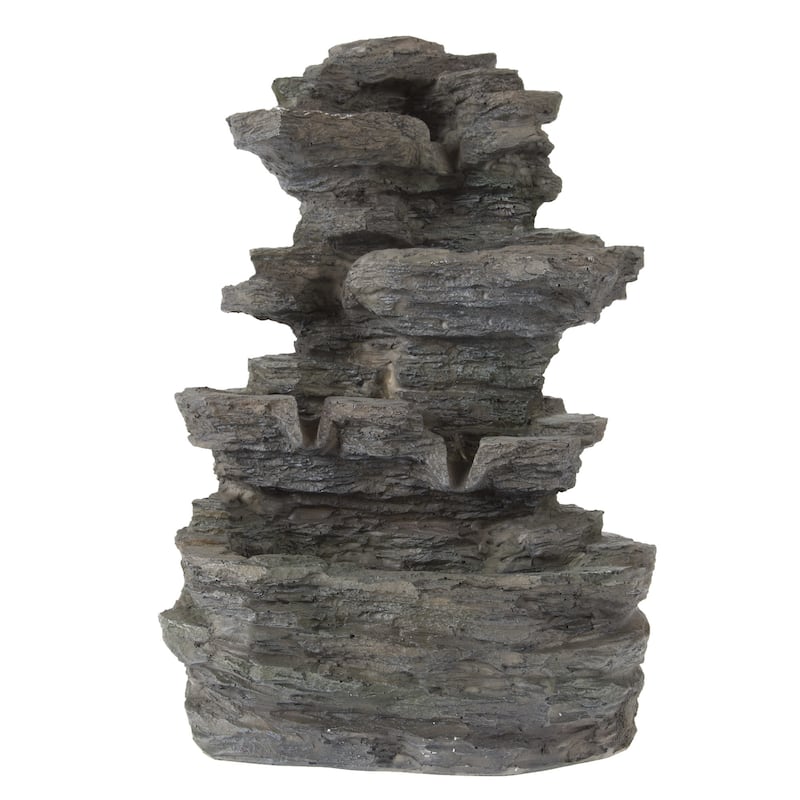 Cascading Rock Waterfall LED Light Table Fountain By Pure Garden