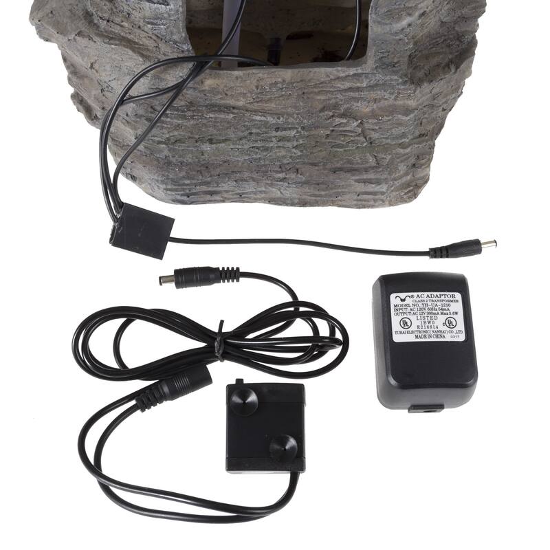 Cascading Rock Waterfall LED Light Table Fountain By Pure Garden