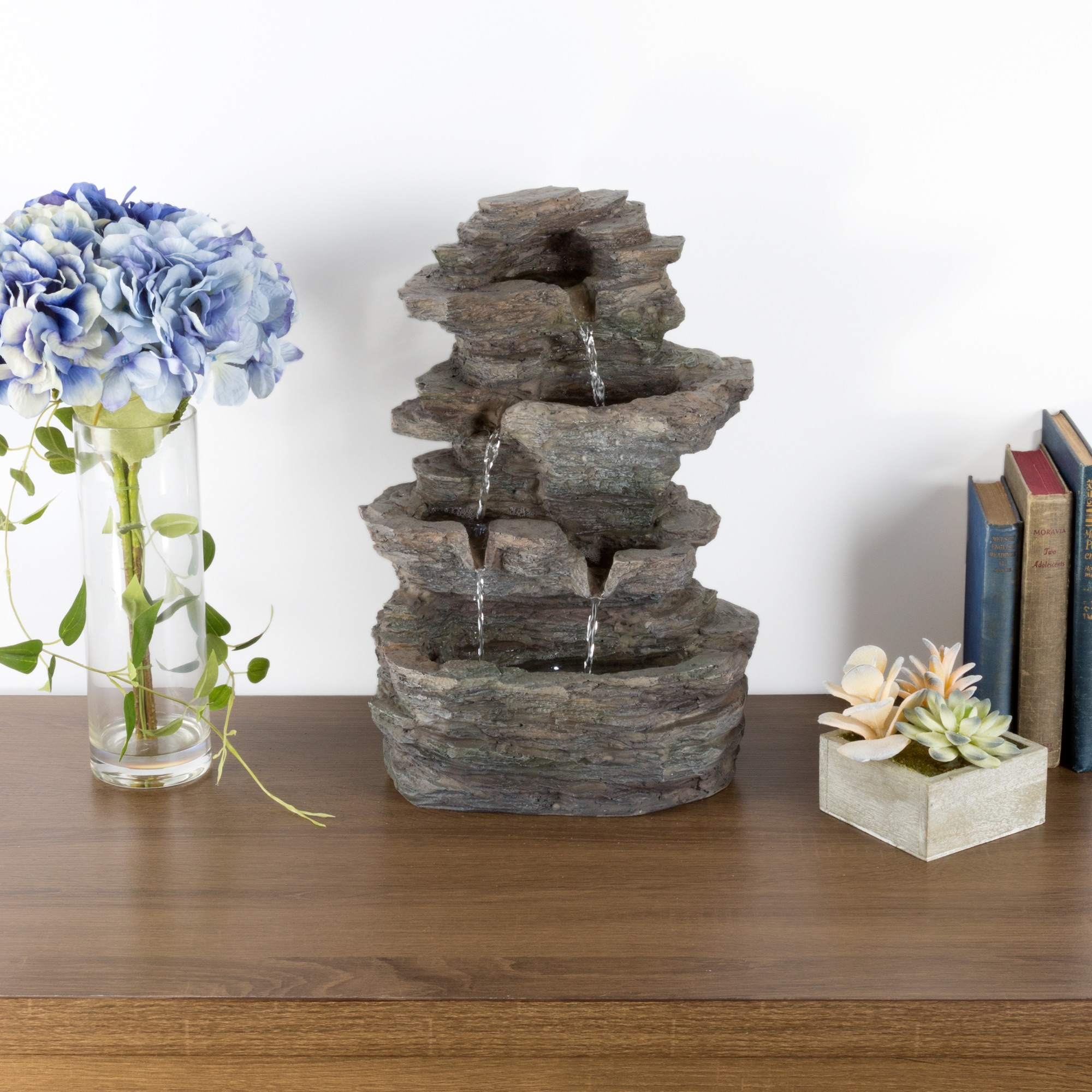 Shop Tabletop Water Fountain With Cascading Rock Waterfall And Led
