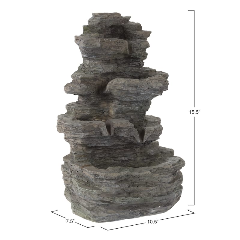 Cascading Rock Waterfall LED Light Table Fountain By Pure Garden