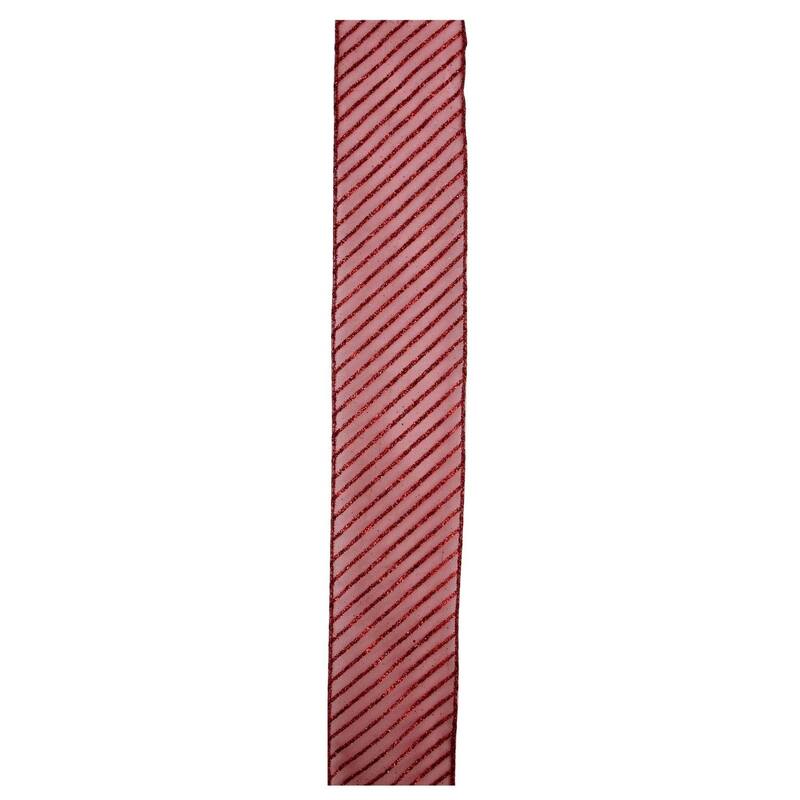 Pack of 12 Glittered Red Wired Christmas Craft Ribbons - 2.5" x 120 Yards.