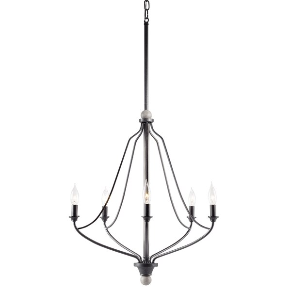 Aztec Lighting Traditional 5-light Anvil Iron/Distressed Antique Grey Chandelier