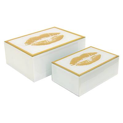 Three Hands Set Of Two Glass Mirrored Boxes