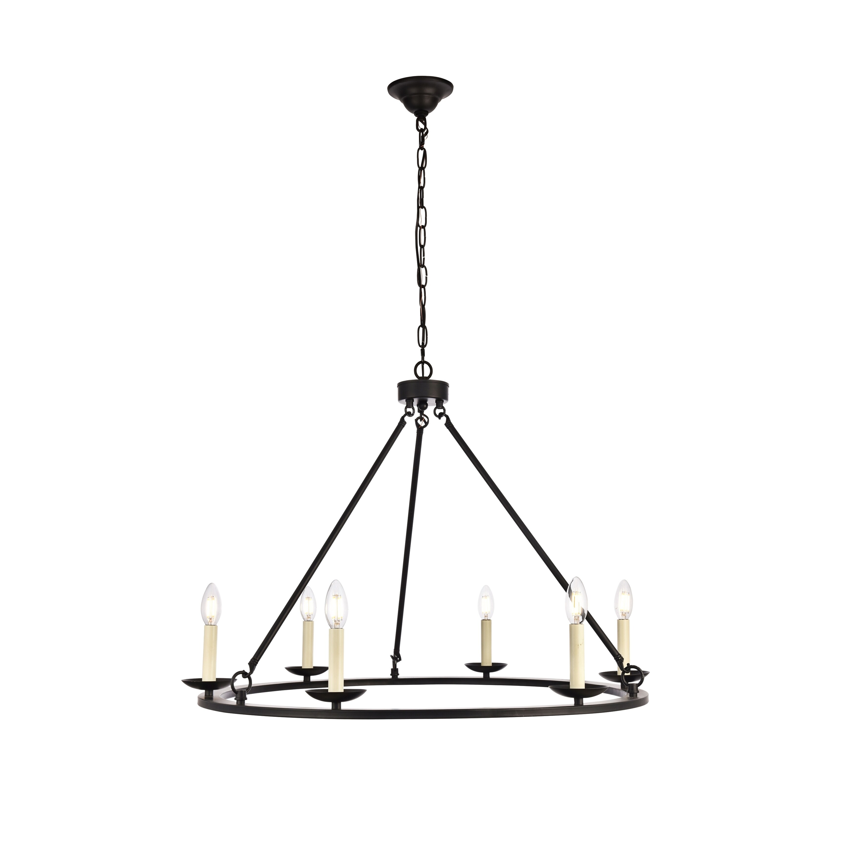 Maine Collection Chandelier D32.4 H23.25 Lt:6 Black Finish (Black) - Chandeliers For Bedrooms by Overstock.com