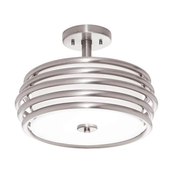 Aztec Lighting Contemporary 2 Light Brushed Nickel Semi Flush Aztec Lighting Contemporary 2 Light Brushed Nickel Semi Flush Mount