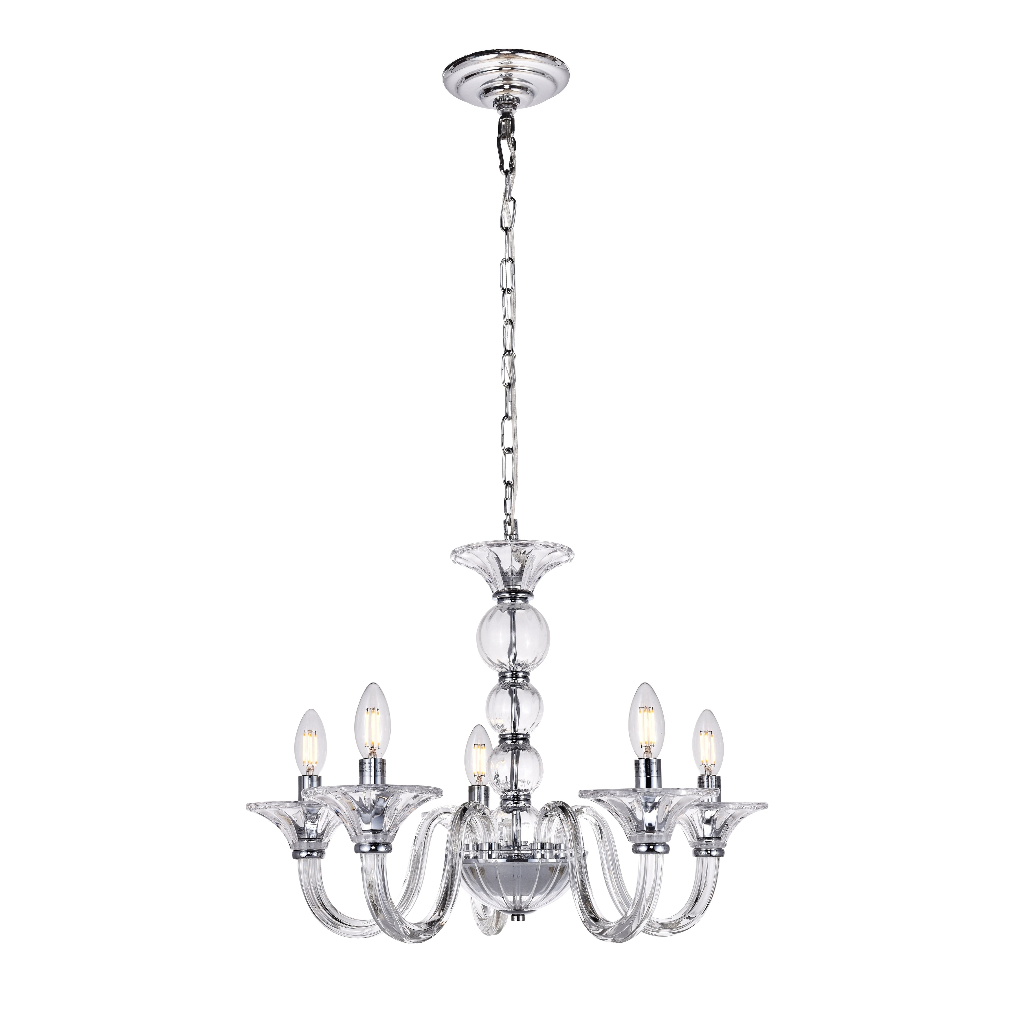 Vale Collection Chandelier D23 H15.5 Lt:5 Chrome Finish (Chrome) - Chandeliers For Bedrooms by Overstock.com