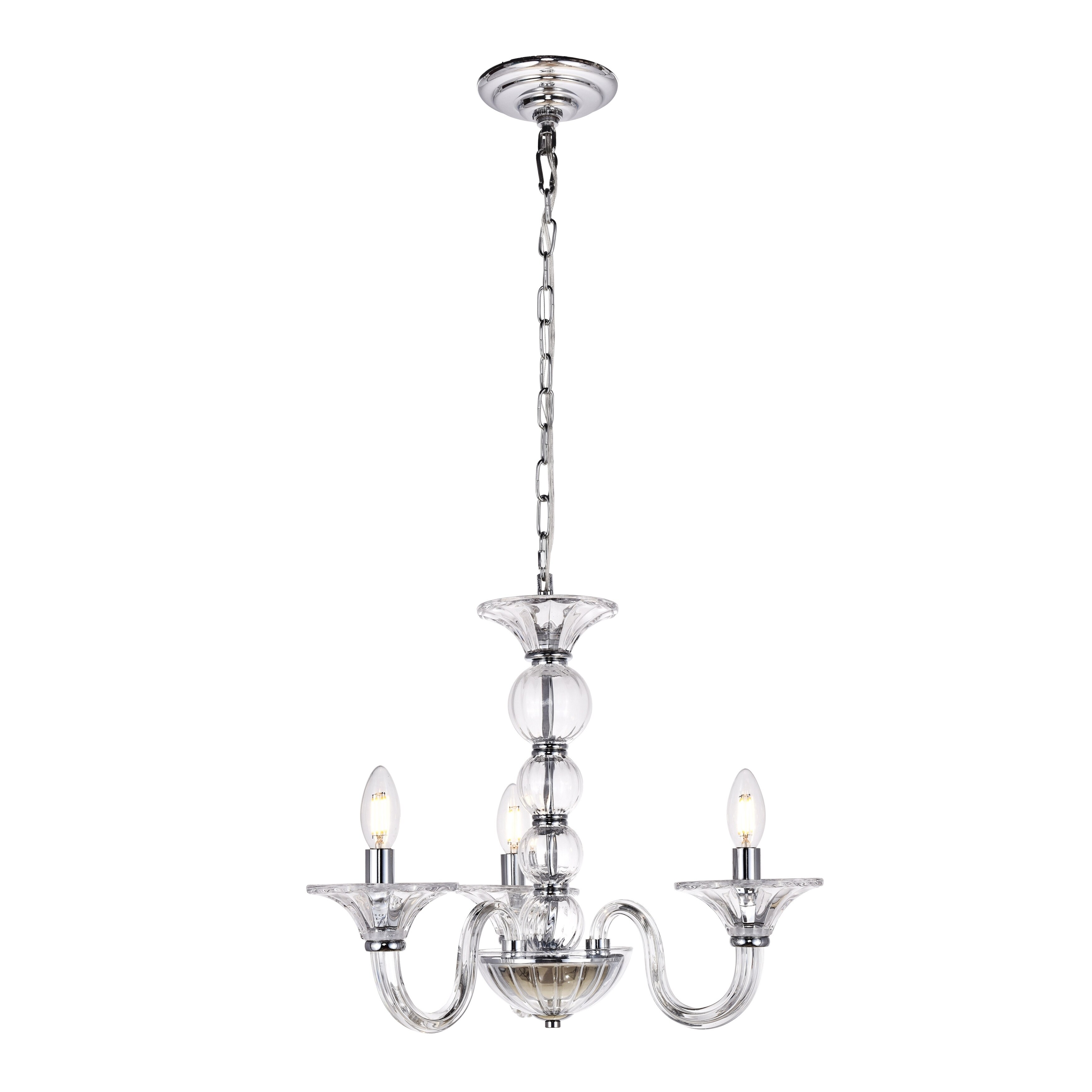 Vale Collection Chandelier D20 H15.5 Lt:3 Chrome Finish (Chrome) - Chandeliers For Bedrooms by Overstock.com