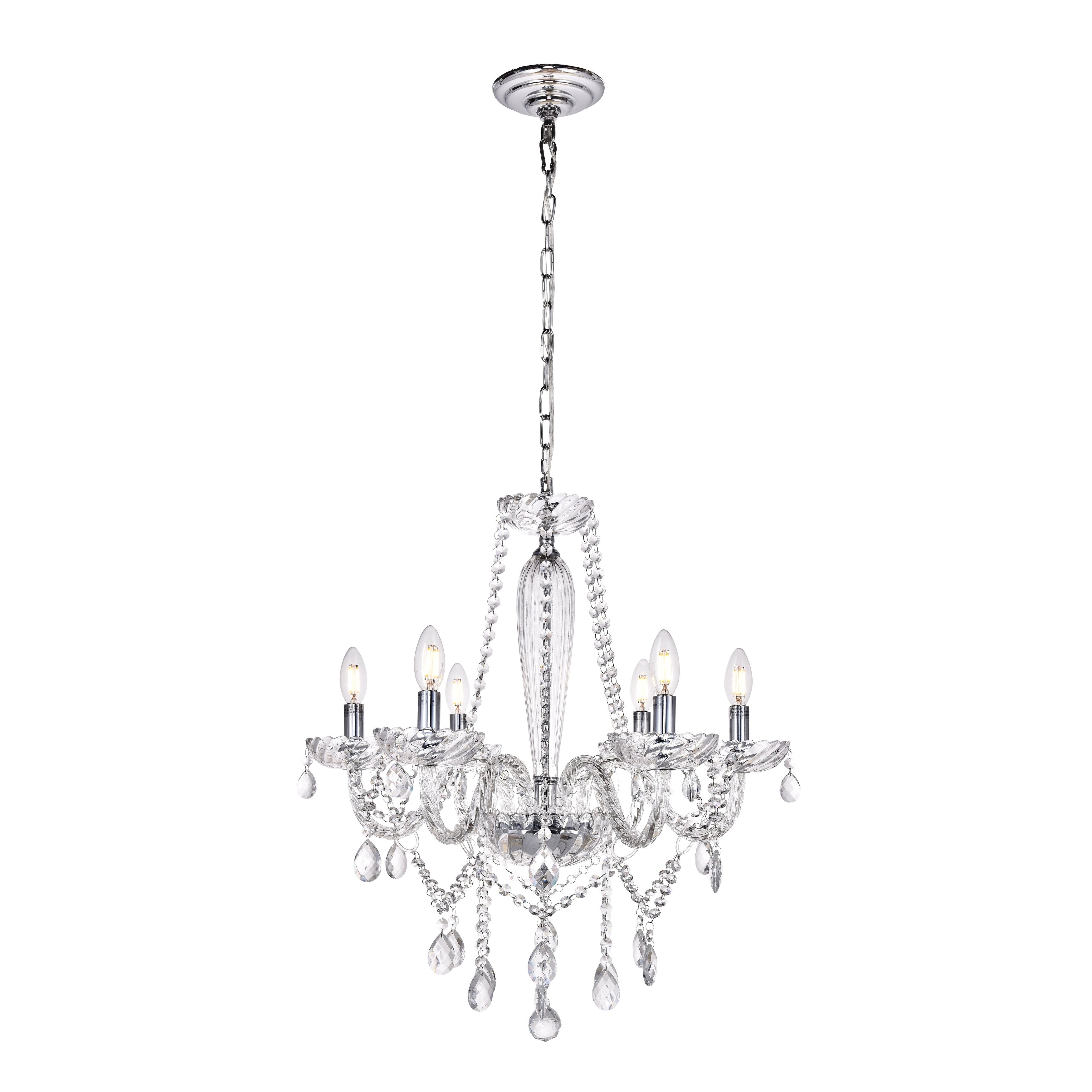 Verdi Collection Chandelier D24 H26 Lt:6 Chrome Finish (Chrome) - Chandeliers For Bedrooms by Overstock.com
