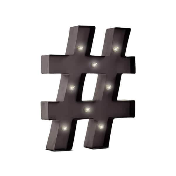 12 Light LED Hash Tag Sign Light Vintage Style Table Top Lounge Light Litecraft