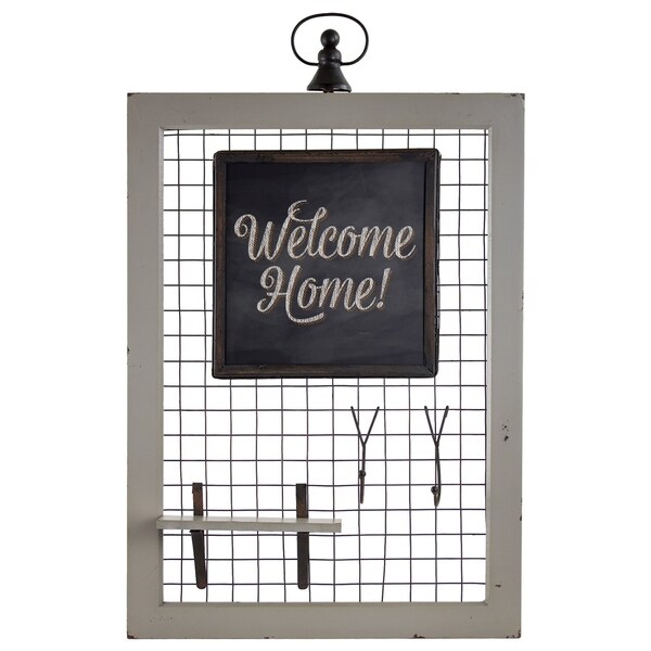 American Art Decor Rustic Country Wood Wire Chalkboard Wall Organizer