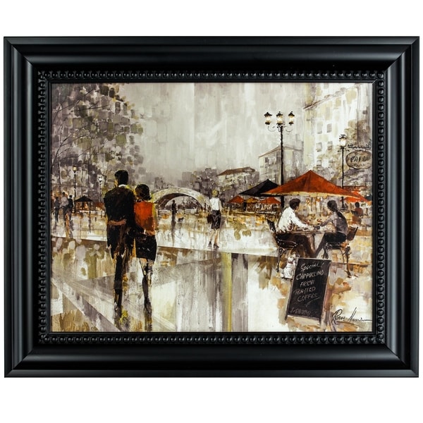 DISCONTINUED - American Art Decor "Riverwalk Charm" Framed Impressionism Canvas Painting Print Wall Art