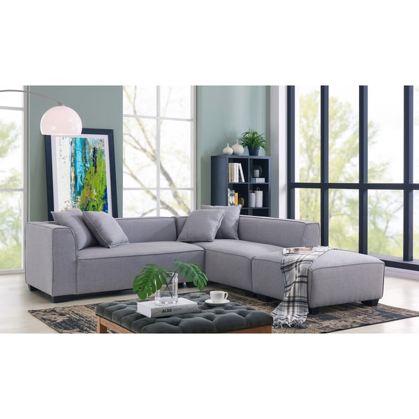Handy Living Phoenix Grey Sectional Sofa With Ottoman Free Handy Living Phoenix Grey Sectional Sofa With Ottoman