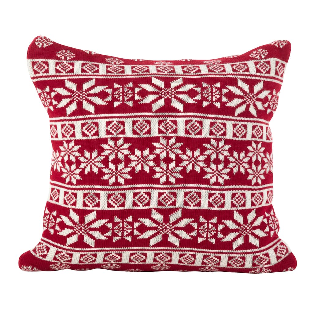 Winter Snowflake Nordic Design Accent Cushion Poly Filled Throw Pillow