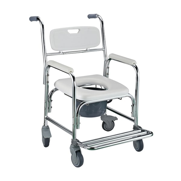 Shop HomCom 36" Toilet Commode Transport Chair with Wheels - Gray