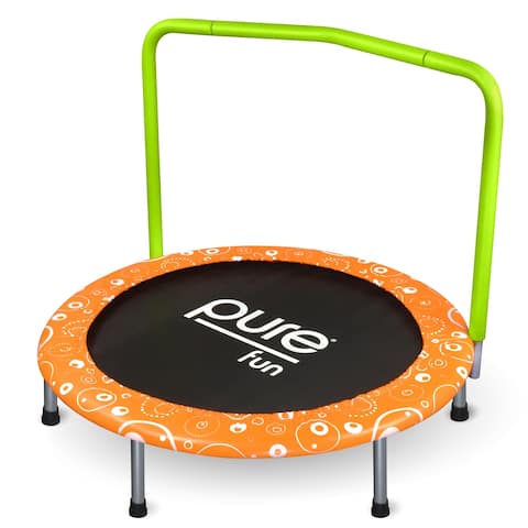 Pure Fun Foldable 36-inch Kids Trampoline with Handrail, Spring Free