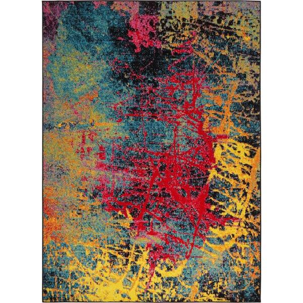Porch Den Hickory Red Yellow Blue Paint Splashes Isabelline One Of A Kind Koret Traditional Kilim Persian Small Hand Knotted 1 6 X 7 Wool Red Blue Yellow Area Rug W000208380