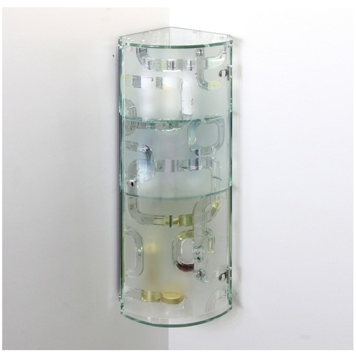 Shop The Sterling Three Tier Curved Glass Corner Cabinet