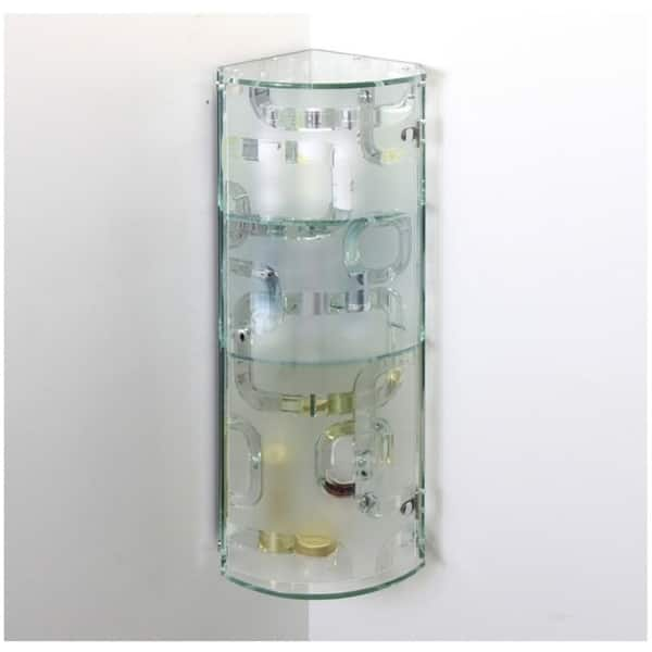 Shop The Sterling Three Tier Curved Glass Corner Cabinet Free