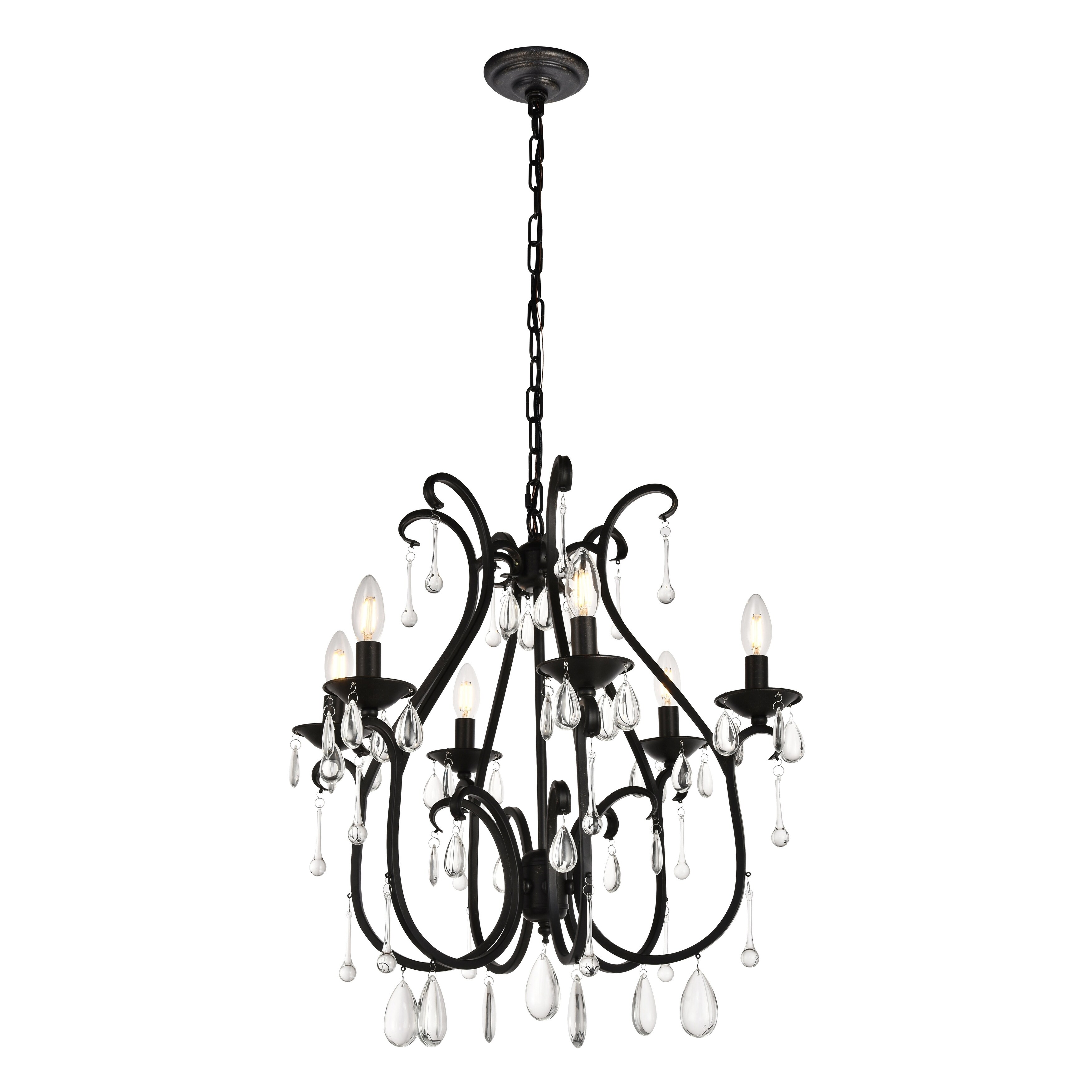 Regan Collection Chandelier D22 H25 Lt:6 Dark Bronze Finish (Dark bronze) - Chandeliers For Bedrooms by Overstock.com